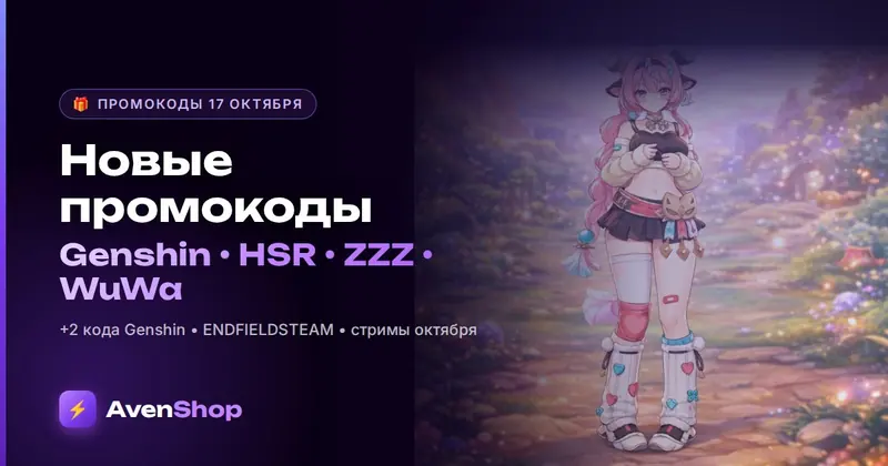 Новые промокоды 17 октября 2026: Genshin, Honkai Star Rail, ZZZ, Wuthering Waves и Endfield