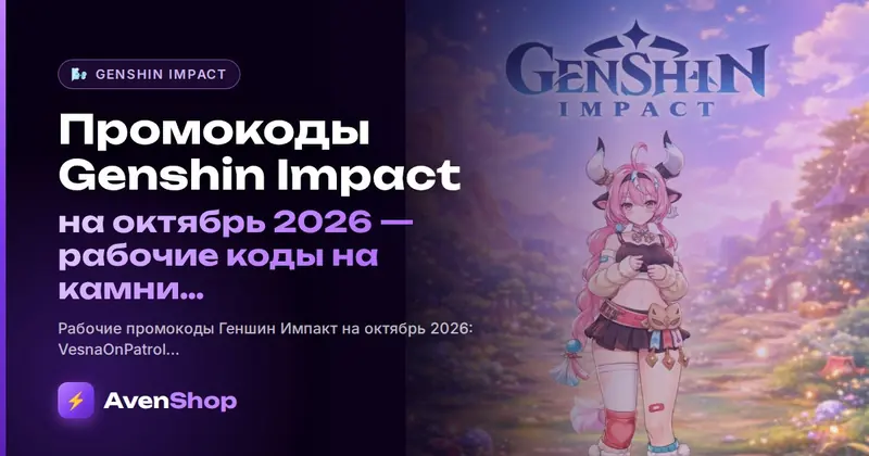 Промокоды Genshin Impact на октябрь 2026: рабочие коды на камни истока